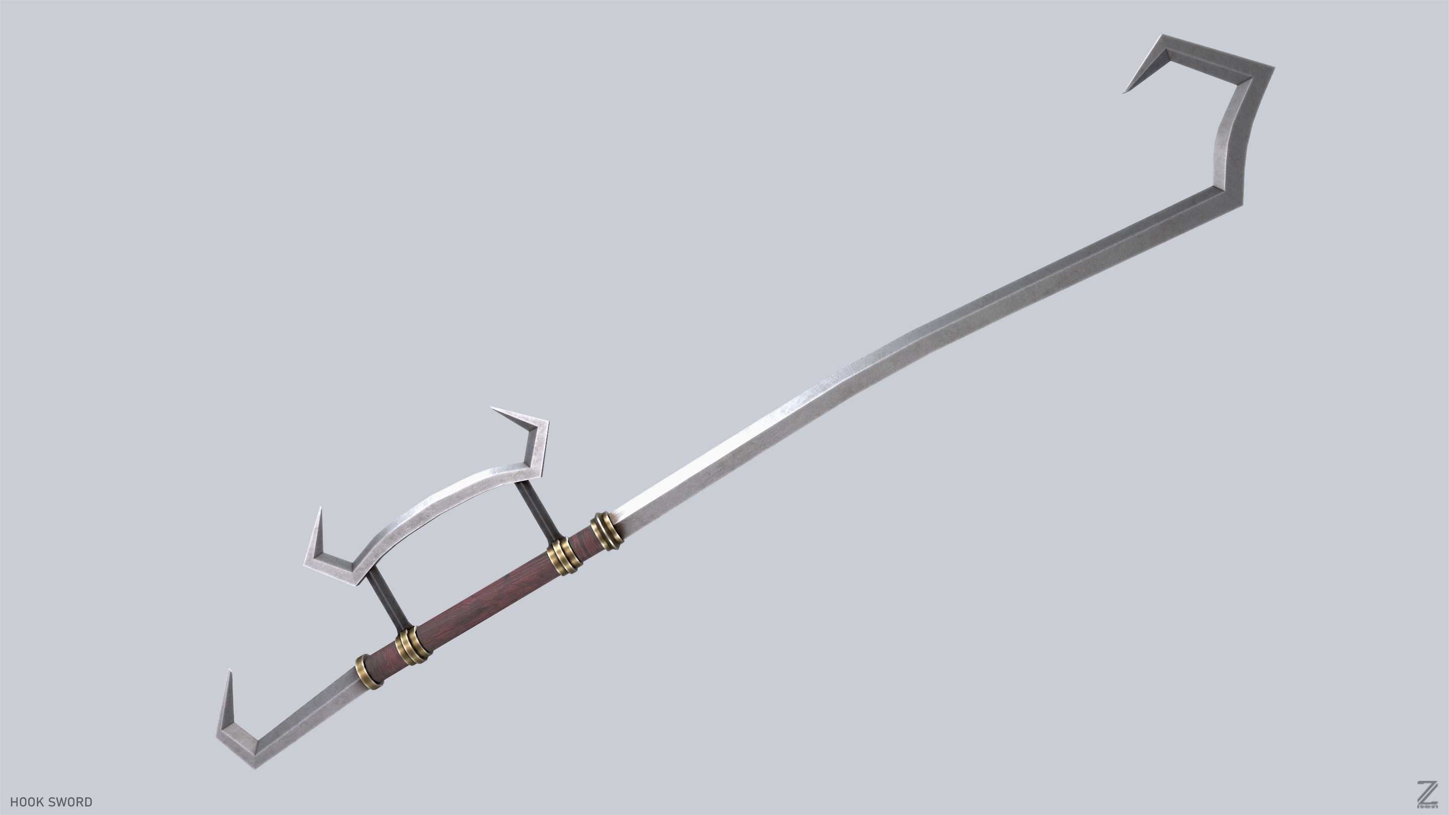 Hook sword Low-poly 3D model_8