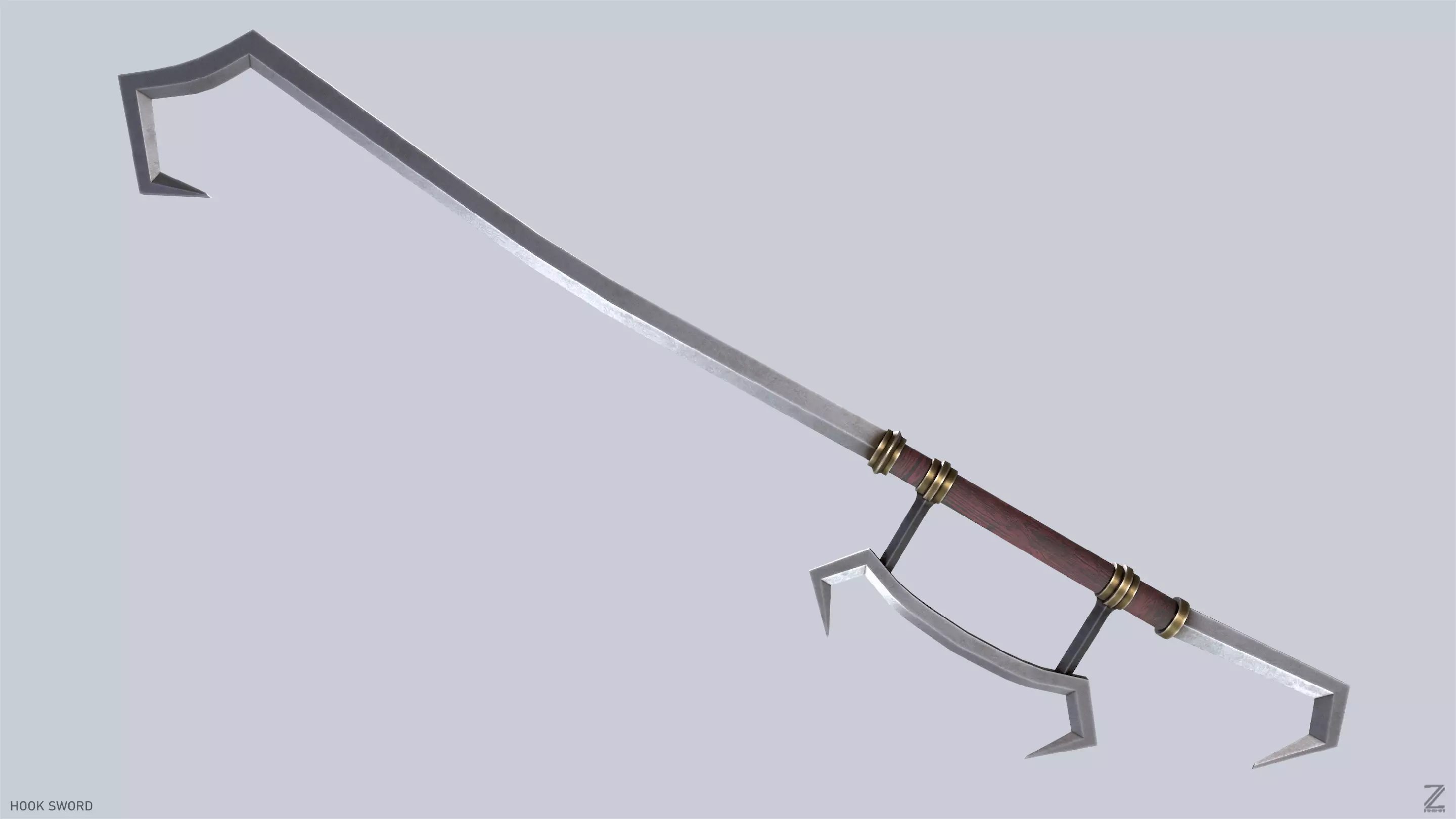 Hook sword Low-poly 3D model_0
