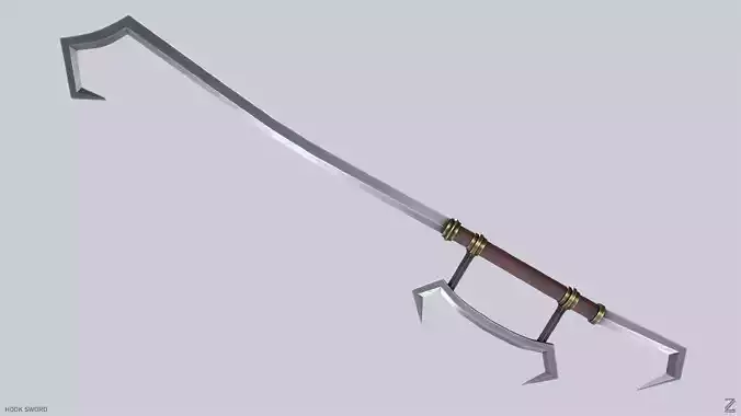 Hook sword Low-poly 3D model