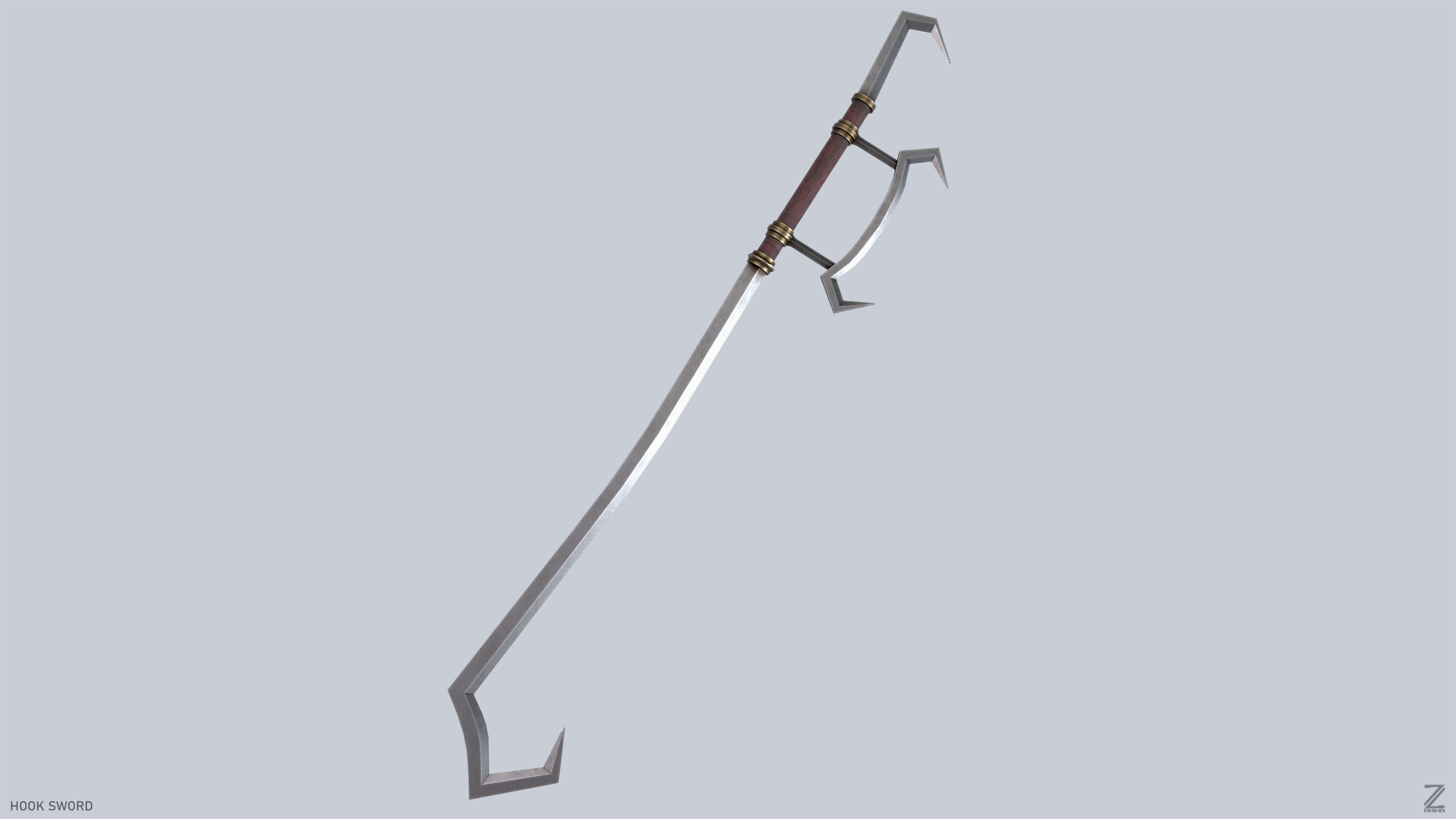 Hook sword Low-poly 3D model_6