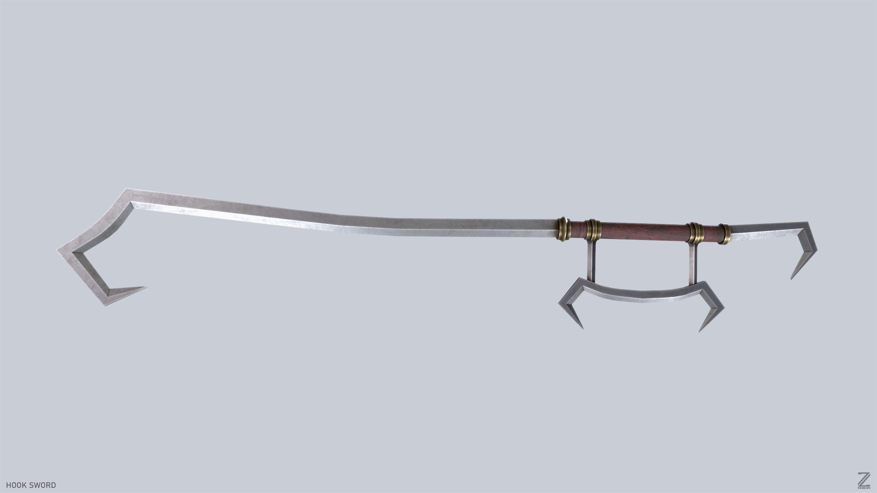 Hook sword Low-poly 3D model_7