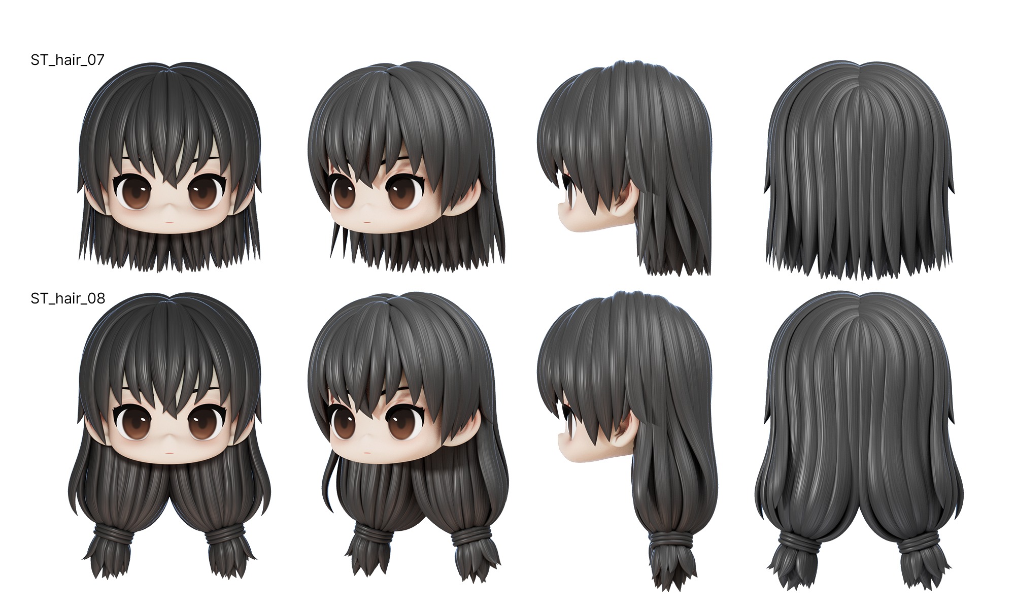 Stylized Hair vol2 3D model_2