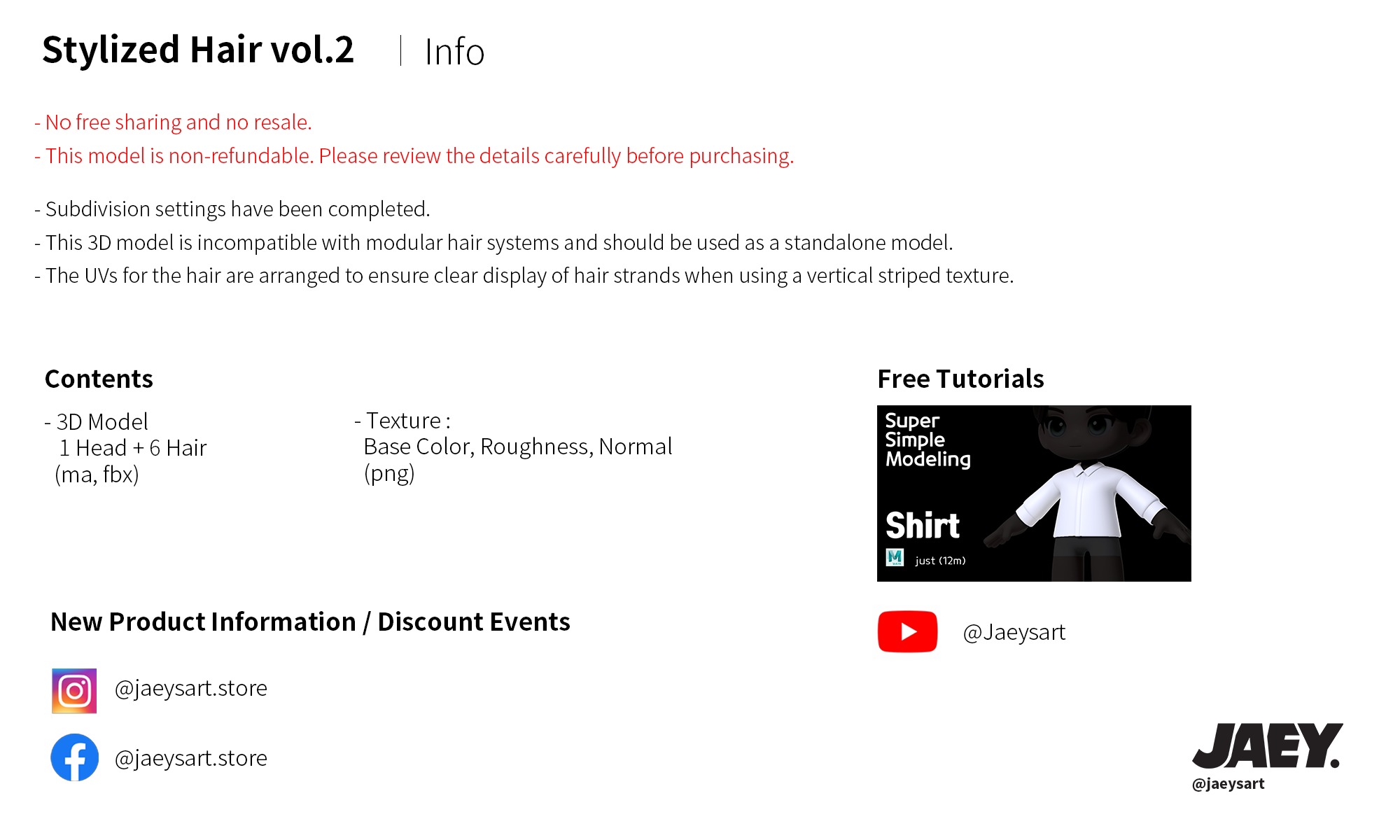 Stylized Hair vol2 3D model_9