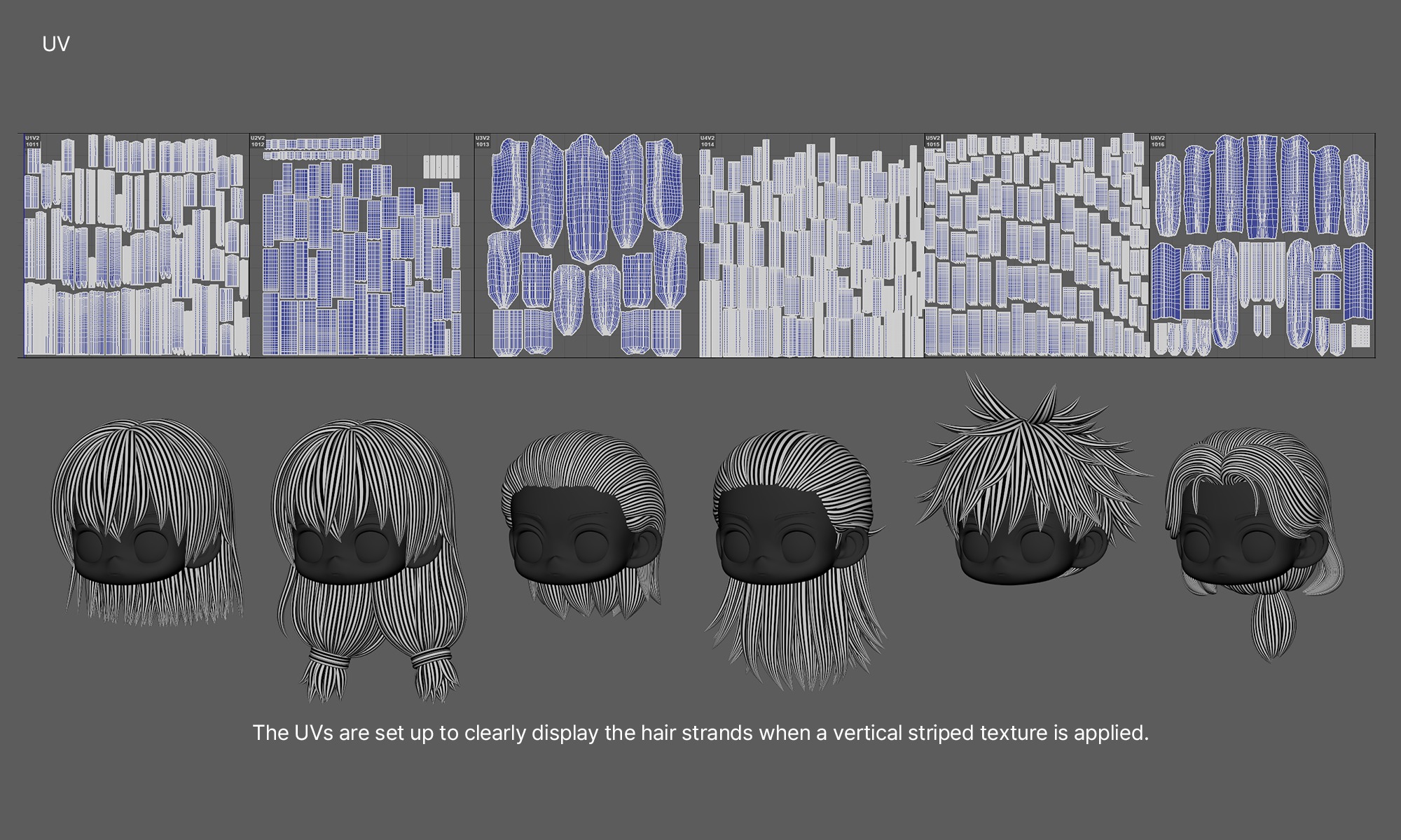 Stylized Hair vol2 3D model_7