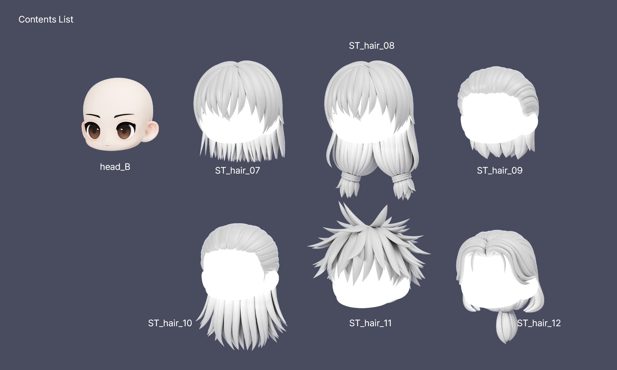 Stylized Hair vol2 3D model_1