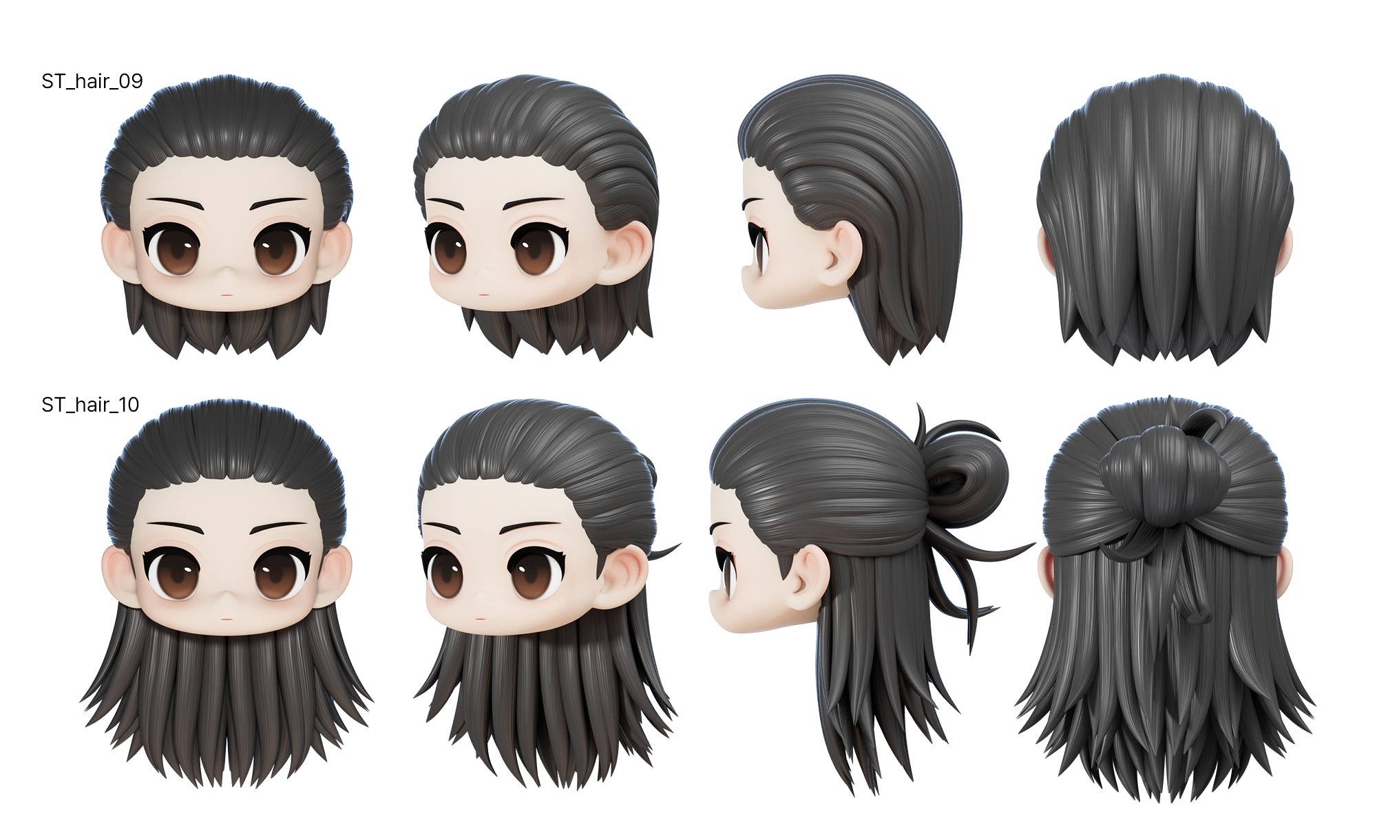 Stylized Hair vol2 3D model_3