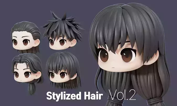 Stylized Hair vol2 3D model