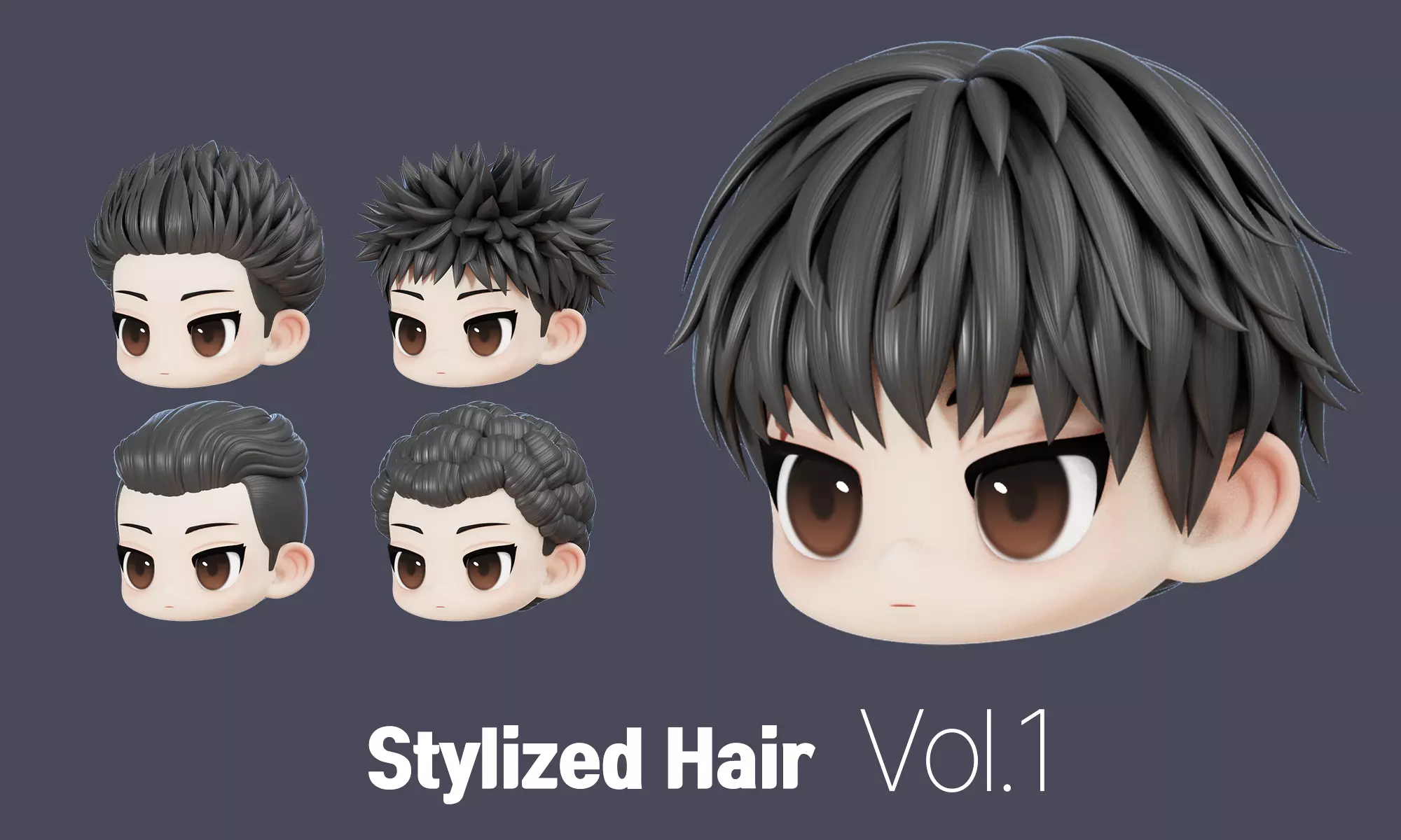 Stylized Hair vol1 3D model