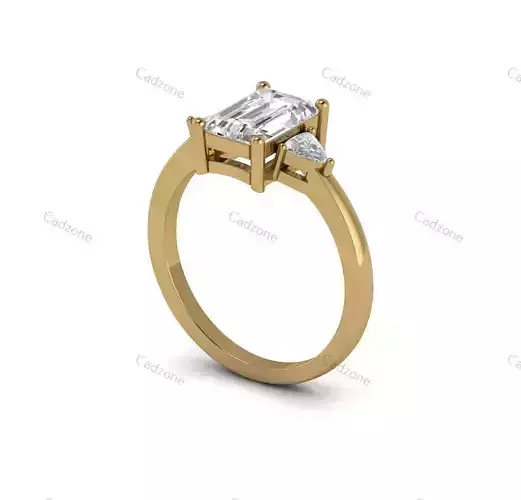 Emerald-Cut Diamond Ring 3D Model
