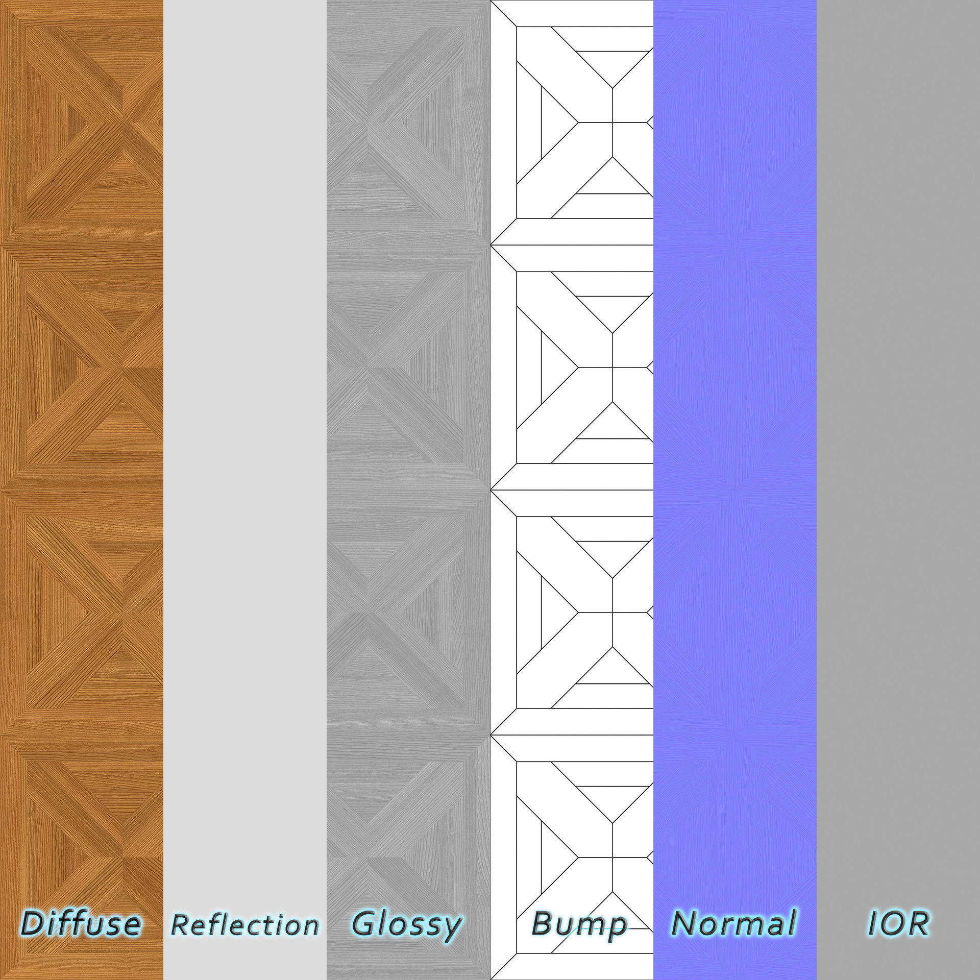 Parquet - Laminate - Wooden floor 4 in 1 3D model_8