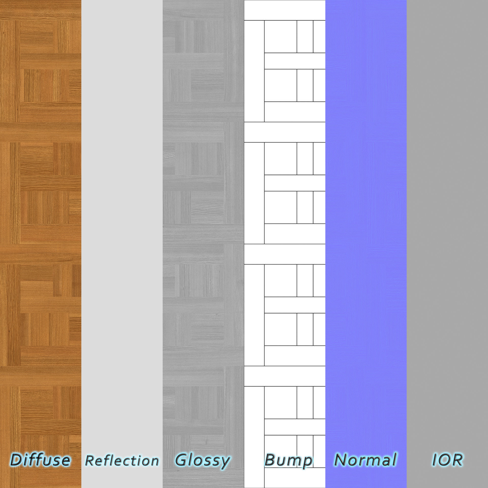 Parquet - Laminate - Wooden floor 4 in 1 3D model_6