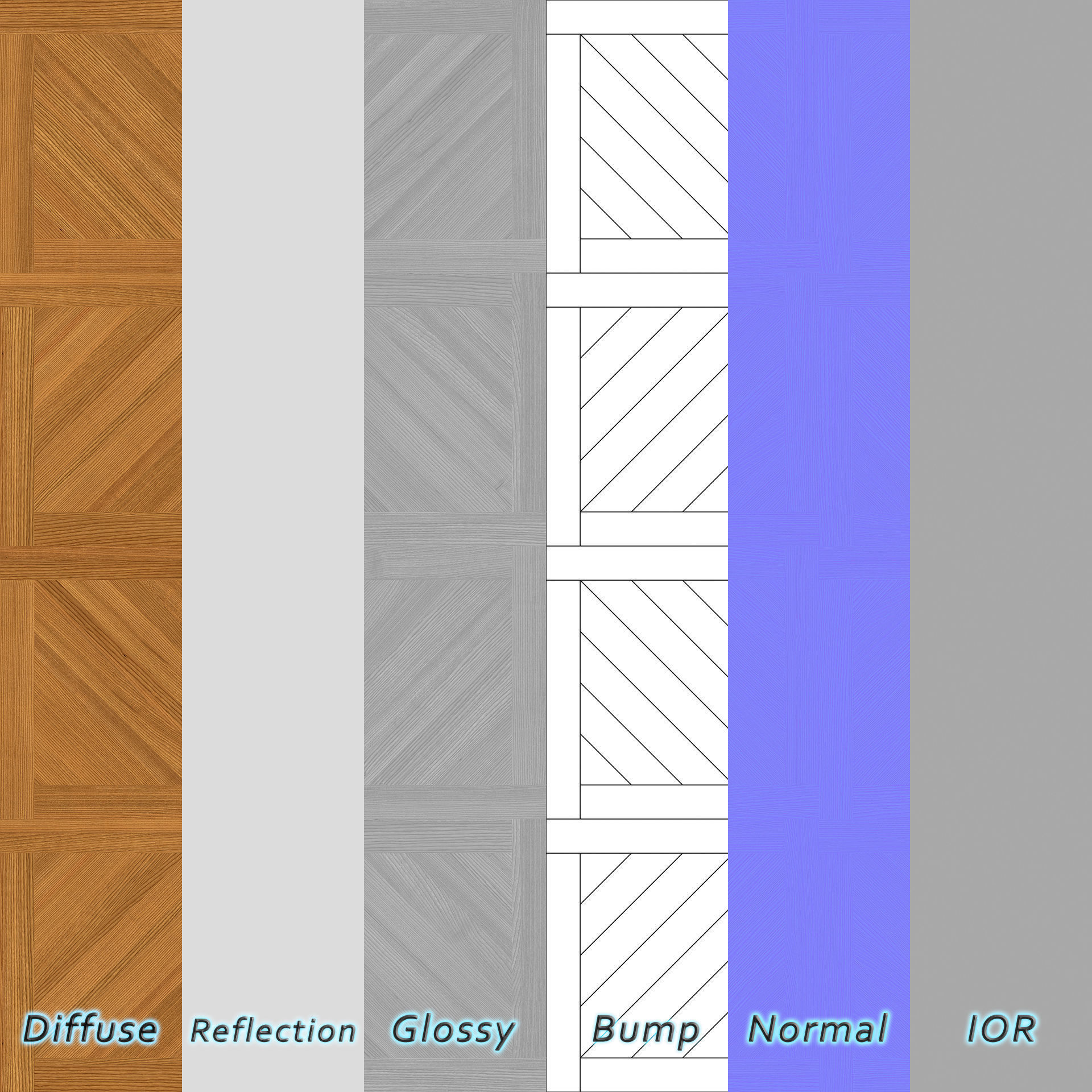 Parquet - Laminate - Wooden floor 4 in 1 3D model_5
