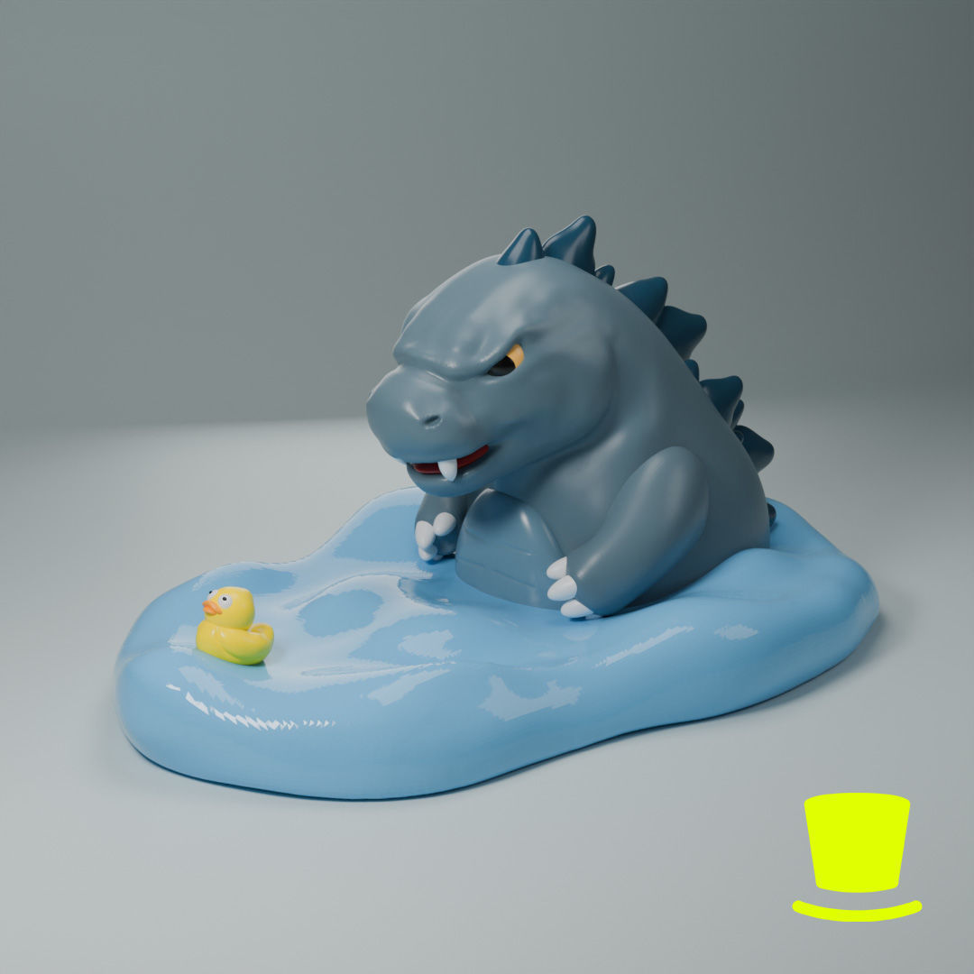 Godzilla Chubby - Chasing The Duck Free 3D print model_5