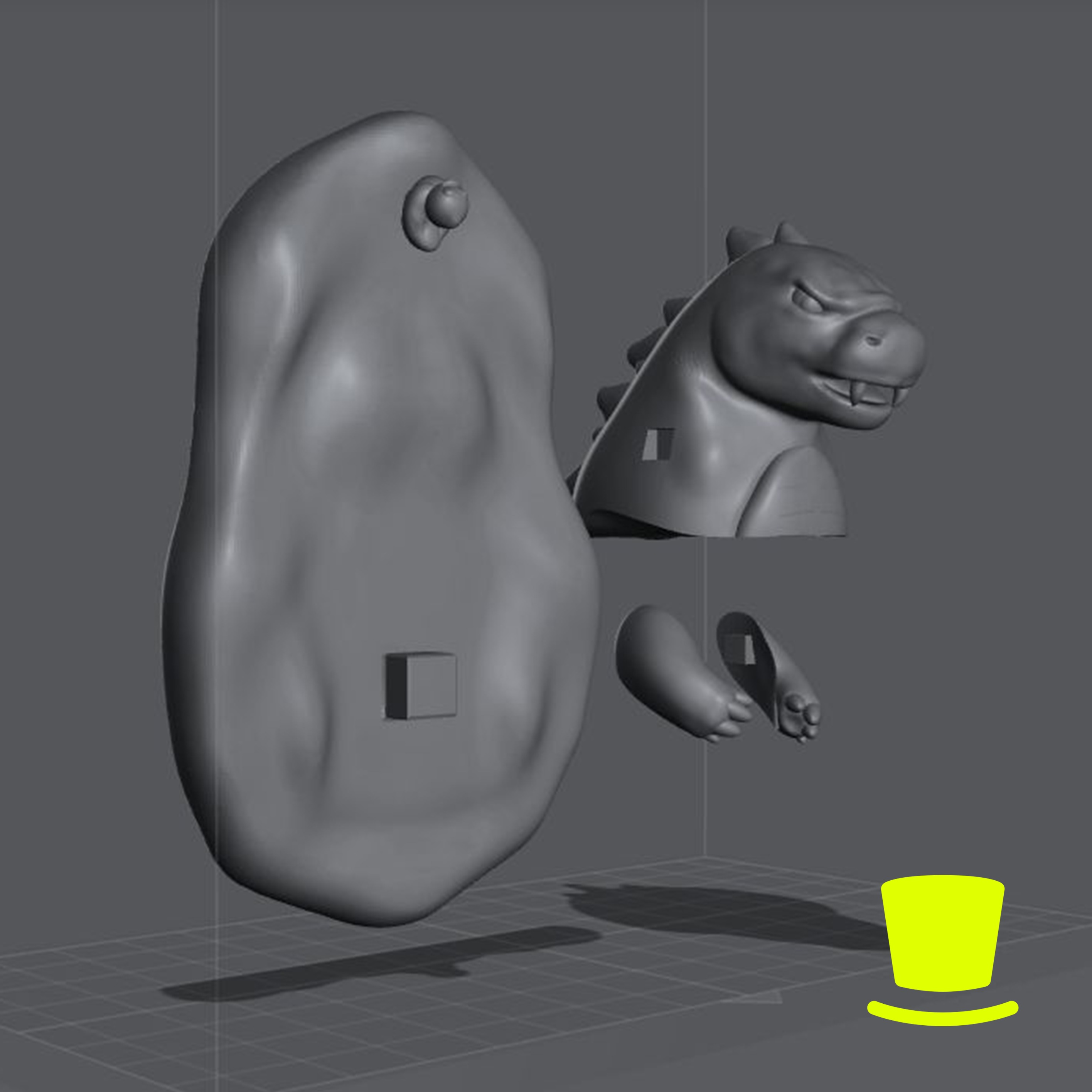 Godzilla Chubby - Chasing The Duck Free 3D print model_6
