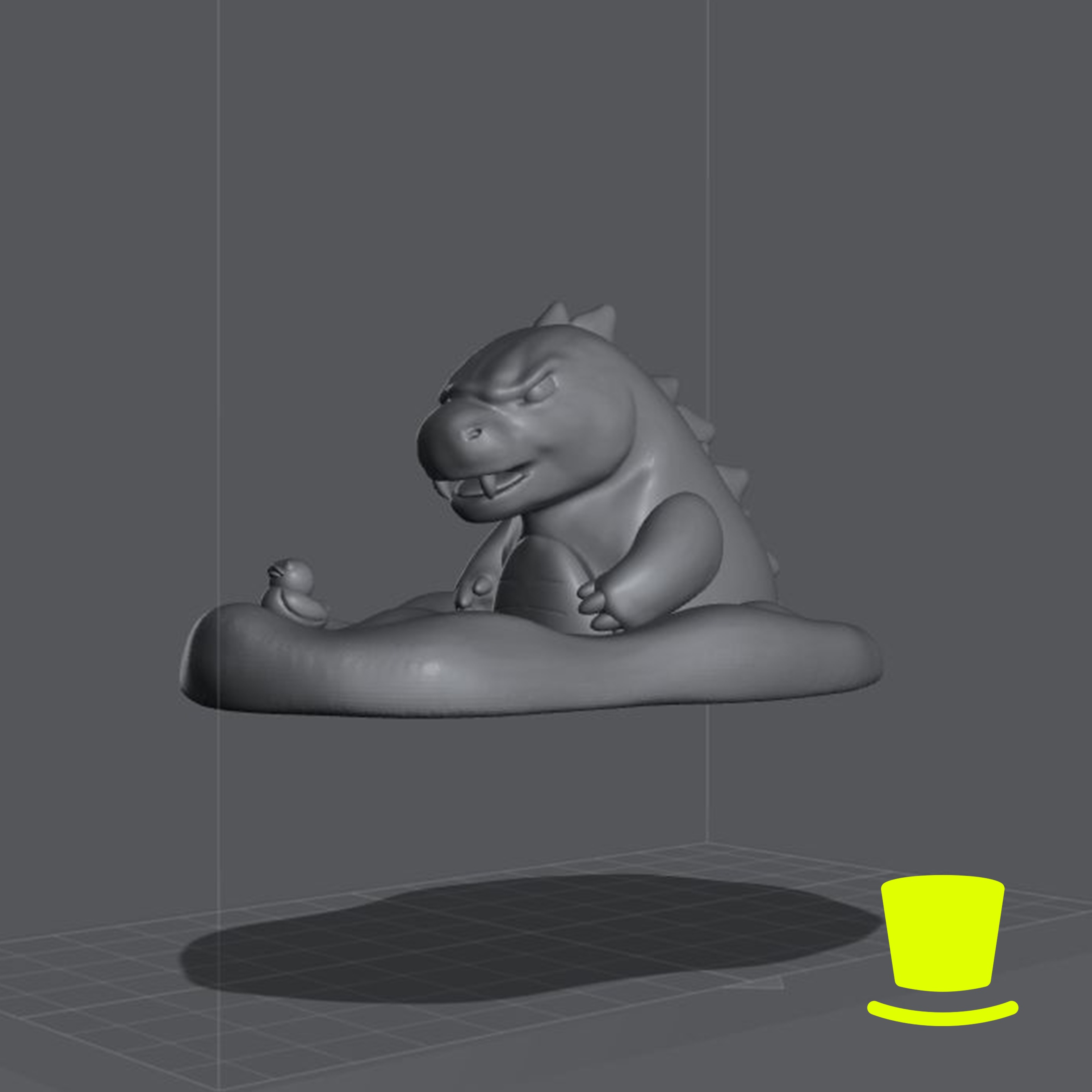 Godzilla Chubby - Chasing The Duck Free 3D print model_7