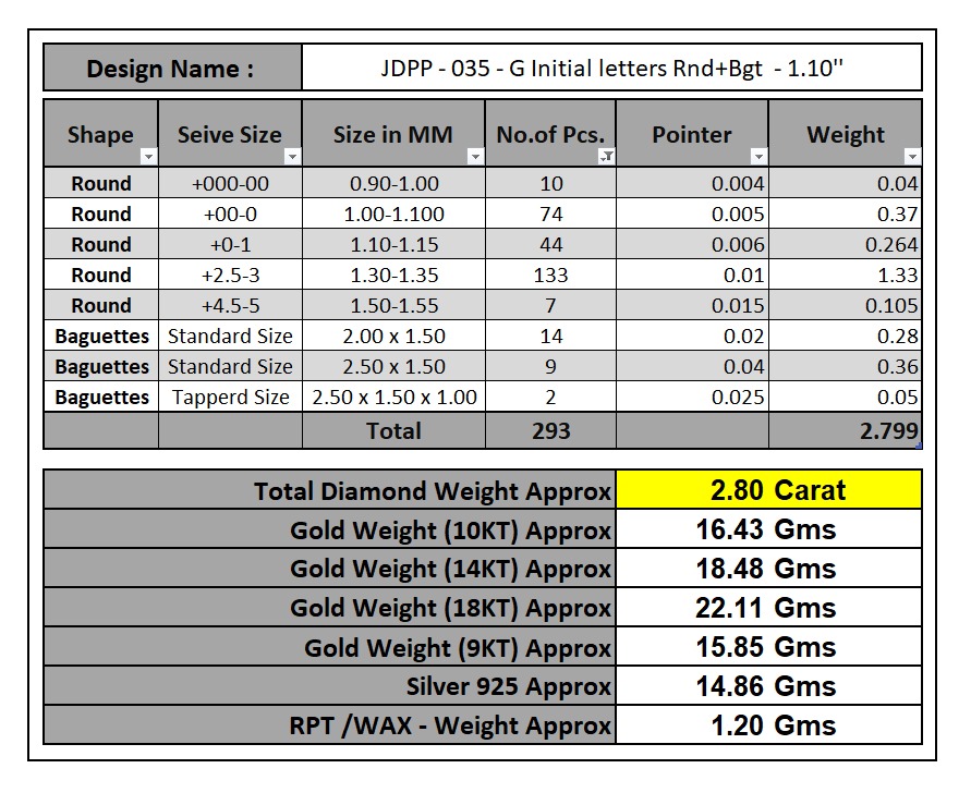 Custom Initial G Letter Diamond Pendant AtoZ Alphabet Necklace 3D print model_20