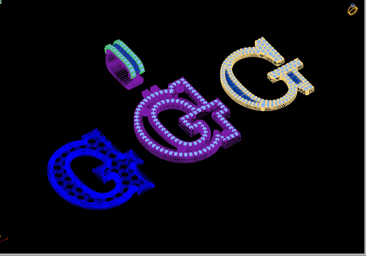 Custom Initial G Letter Diamond Pendant AtoZ Alphabet Necklace 3D print model_18