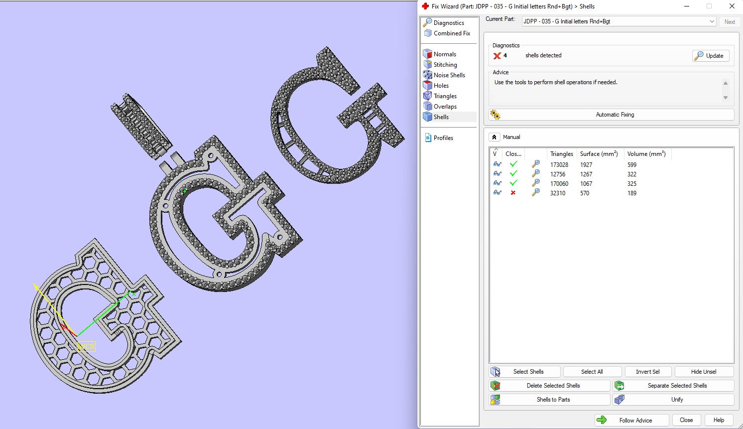 Custom Initial G Letter Diamond Pendant AtoZ Alphabet Necklace 3D print model_21