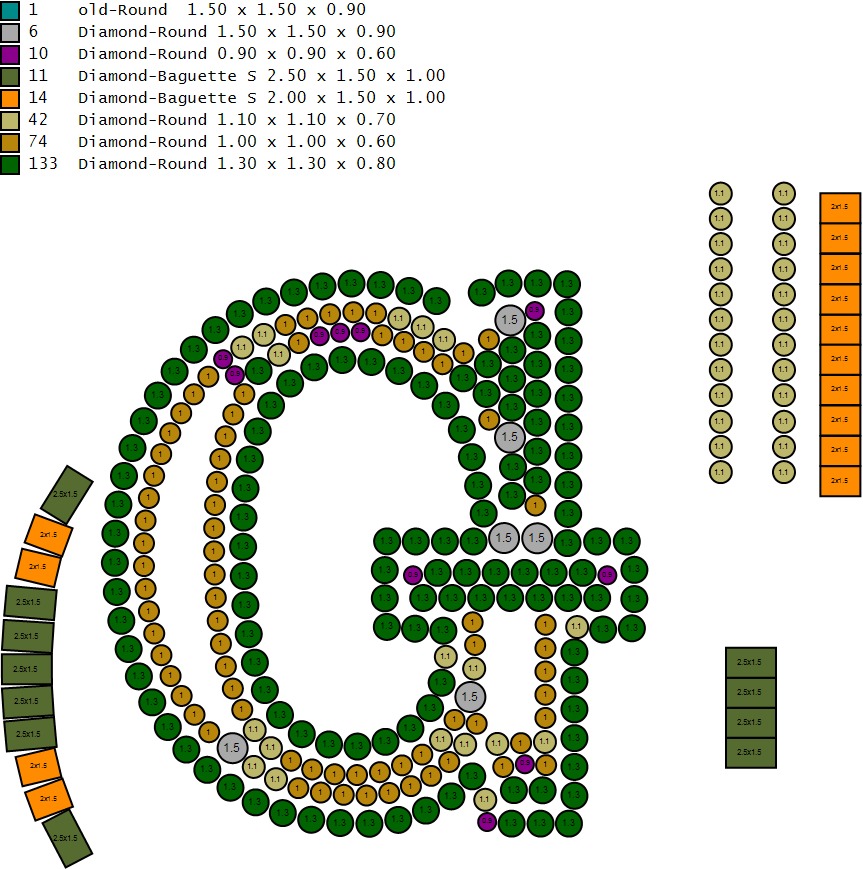 Custom Initial G Letter Diamond Pendant AtoZ Alphabet Necklace 3D print model_19