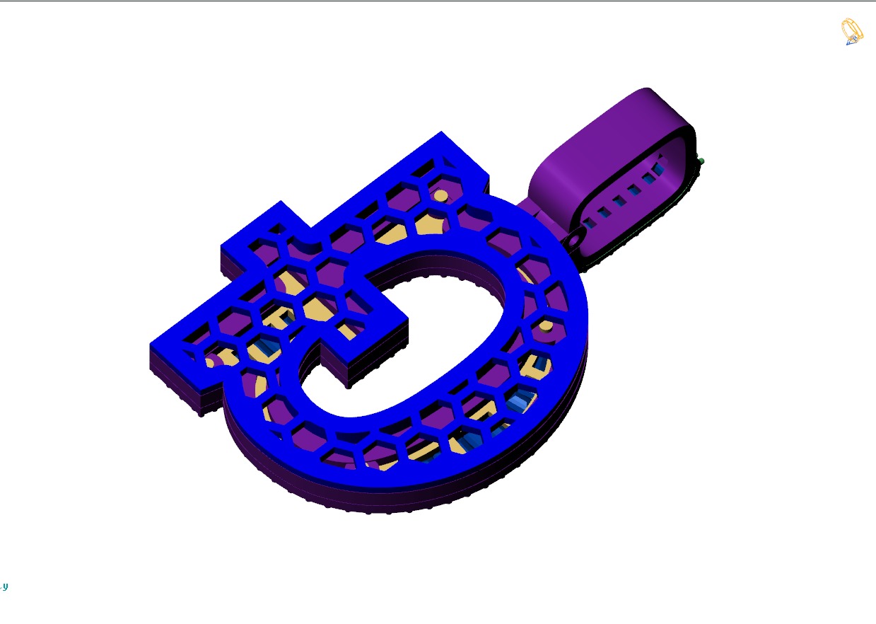 Custom Initial G Letter Diamond Pendant AtoZ Alphabet Necklace 3D print model_9