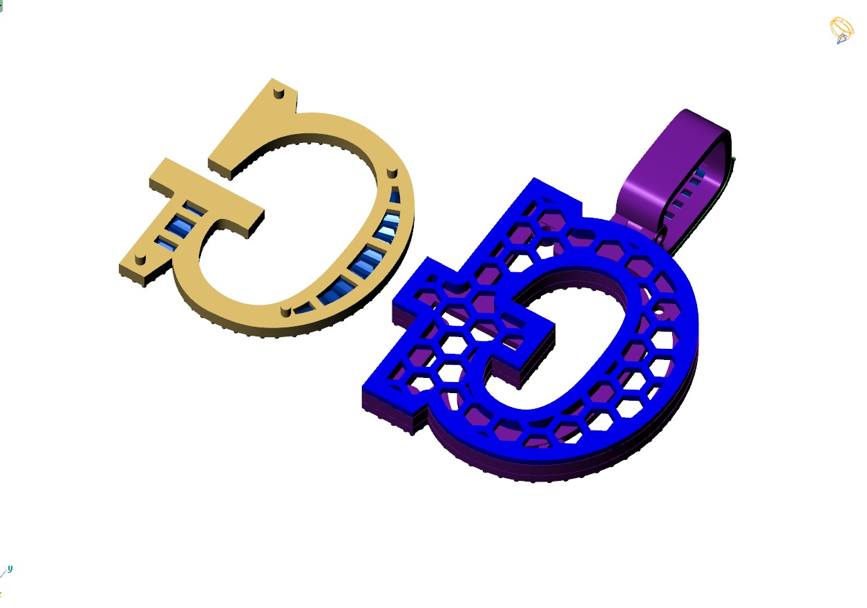 Custom Initial G Letter Diamond Pendant AtoZ Alphabet Necklace 3D print model_11