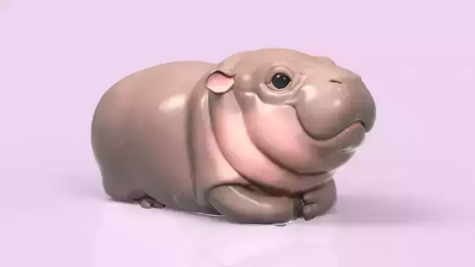 Cute Pygmy Hippo STL and VRML for