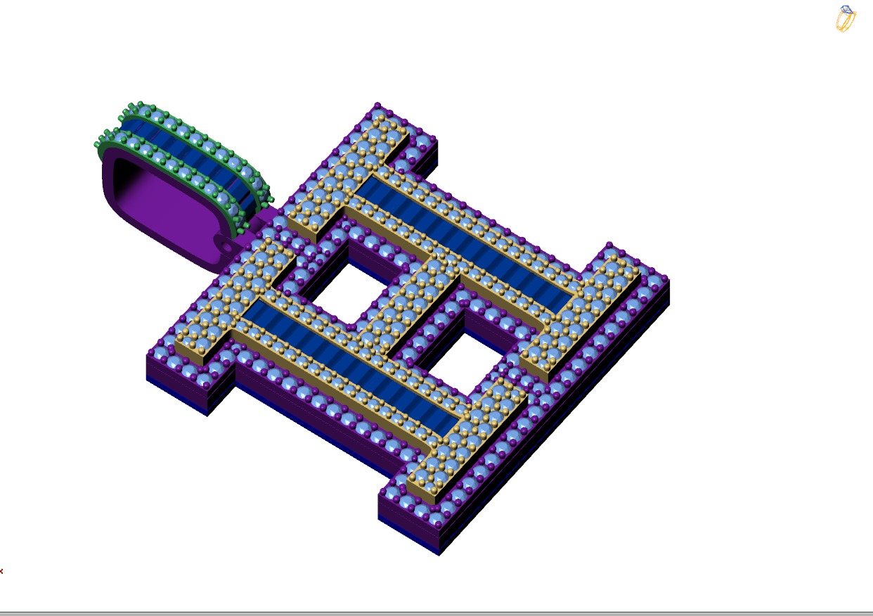 Custom Initial H Letter Diamond Pendant AtoZ Alphabet Necklace 3D print model_7