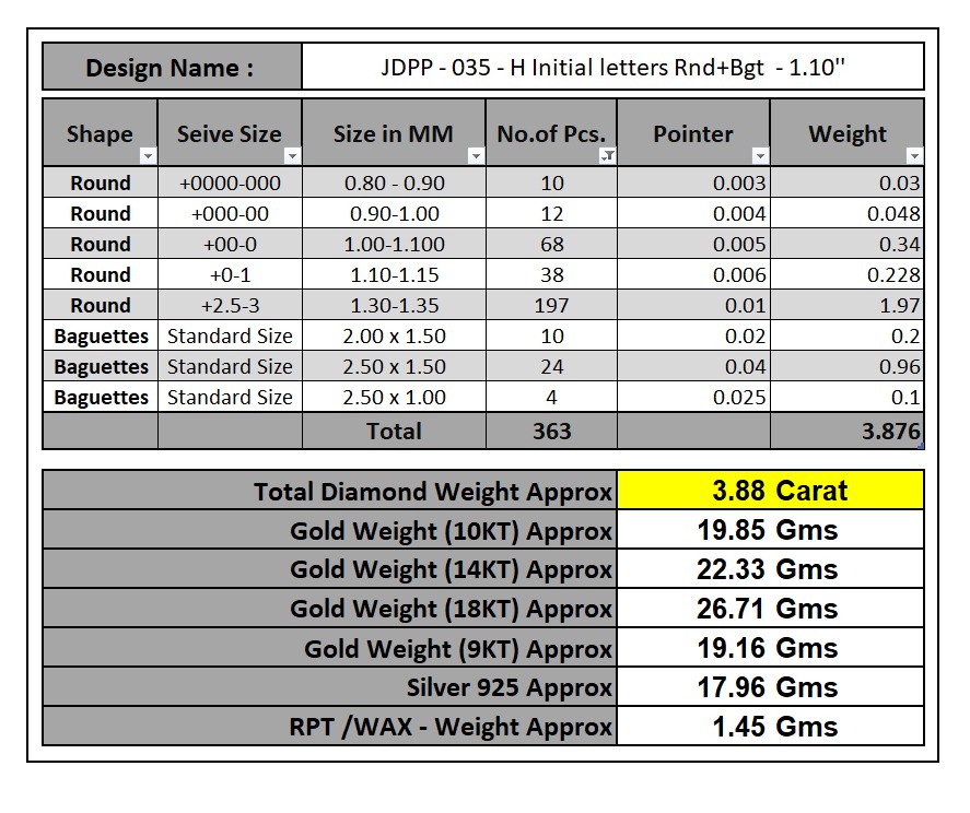 Custom Initial H Letter Diamond Pendant AtoZ Alphabet Necklace 3D print model_20