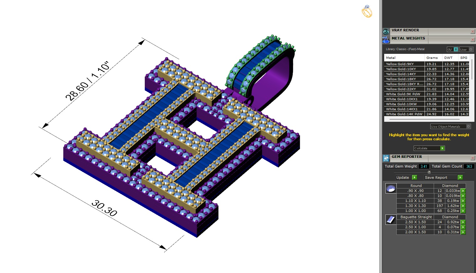 Custom Initial H Letter Diamond Pendant AtoZ Alphabet Necklace 3D print model_6