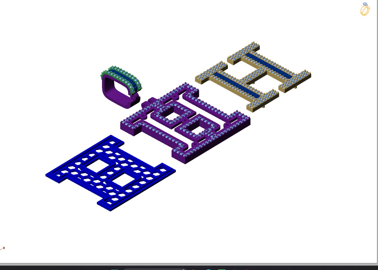 Custom Initial H Letter Diamond Pendant AtoZ Alphabet Necklace 3D print model_13