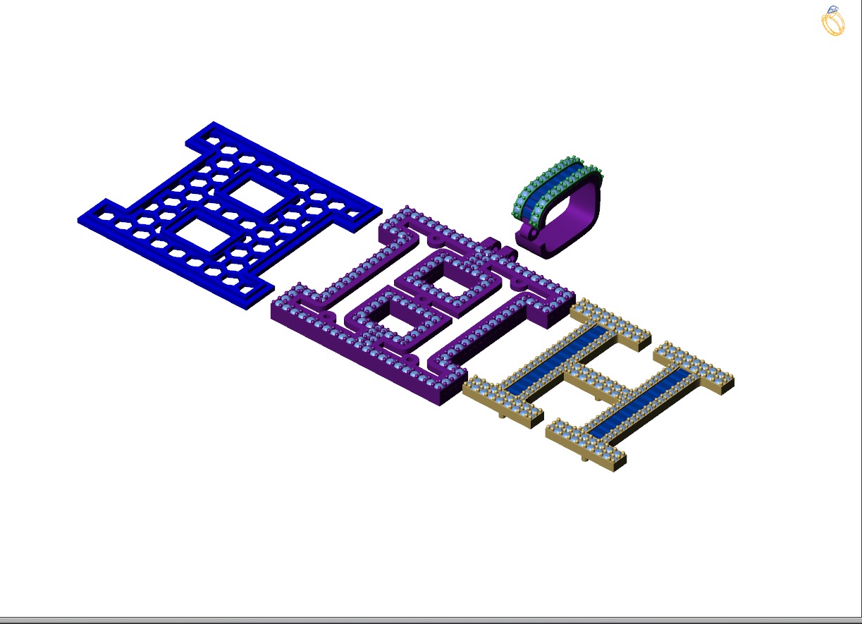 Custom Initial H Letter Diamond Pendant AtoZ Alphabet Necklace 3D print model_12