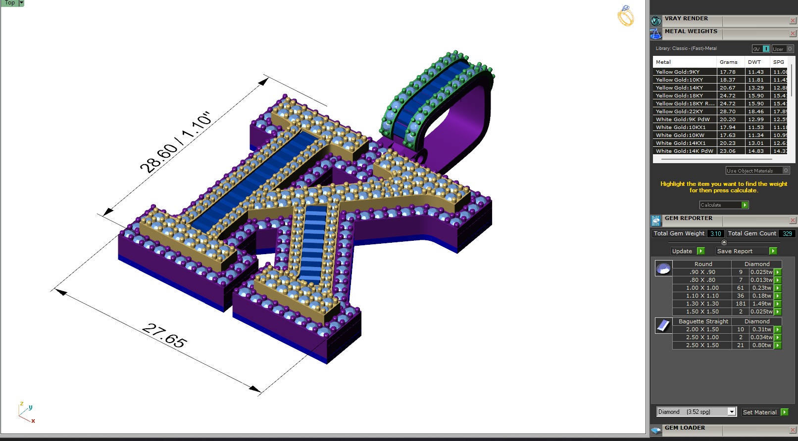 Custom Initial K Letter Diamond Pendant AtoZ Alphabet Necklace 3D print model_6