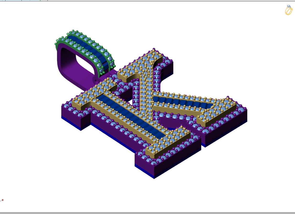 Custom Initial K Letter Diamond Pendant AtoZ Alphabet Necklace 3D print model_7