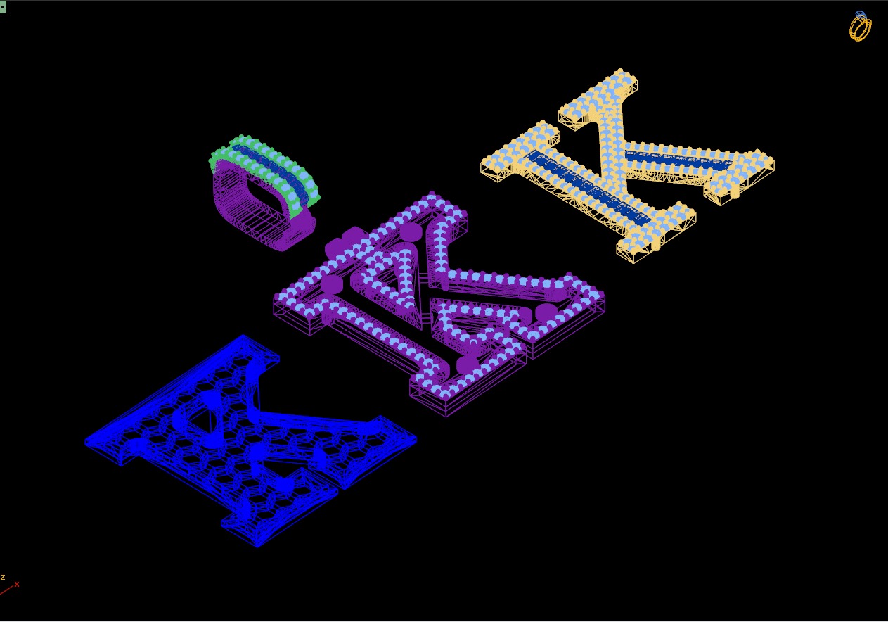 Custom Initial K Letter Diamond Pendant AtoZ Alphabet Necklace 3D print model_18