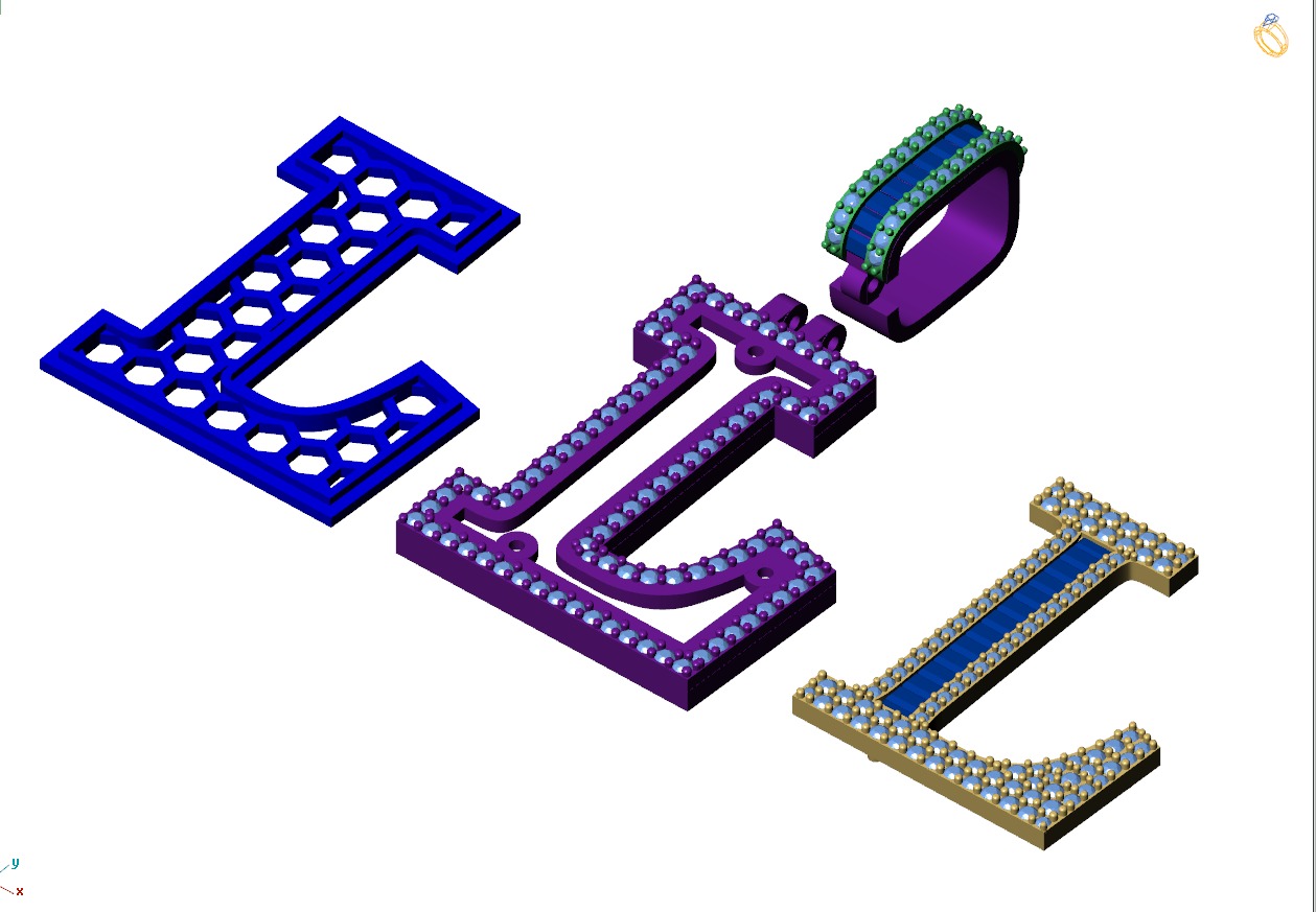 Custom Initial L Letter Diamond Pendant AtoZ Alphabet Necklace 3D print model_12