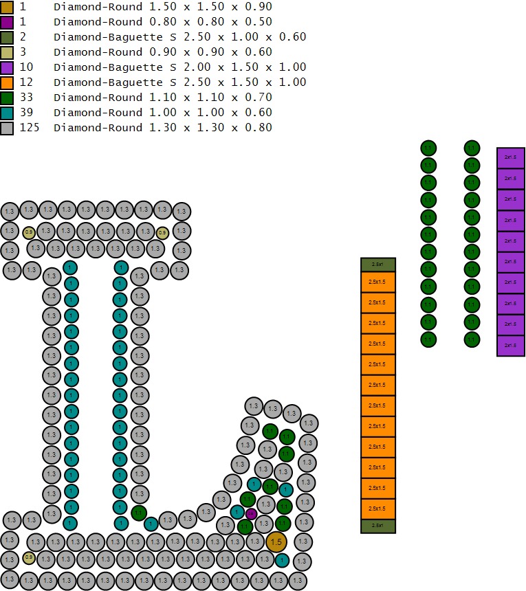 Custom Initial L Letter Diamond Pendant AtoZ Alphabet Necklace 3D print model_19