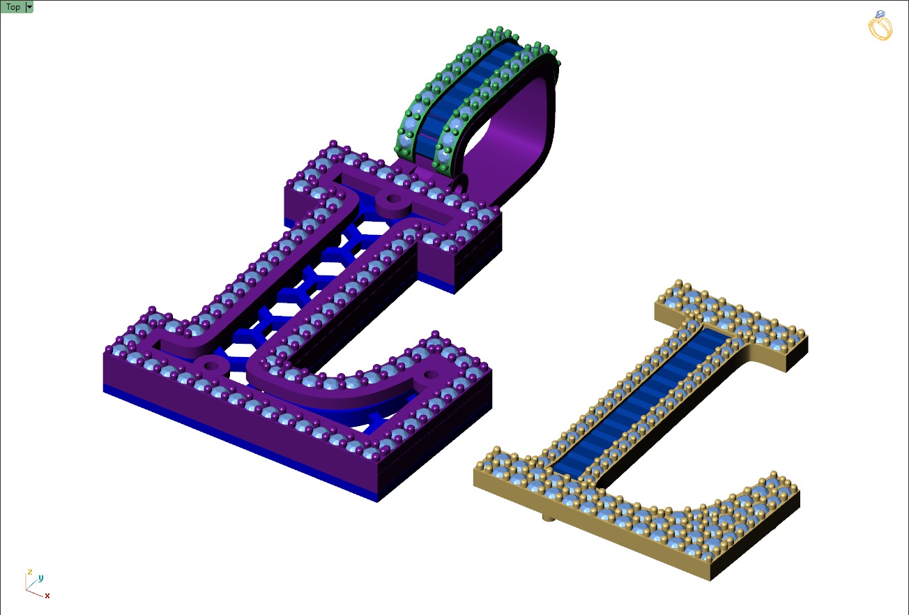 Custom Initial L Letter Diamond Pendant AtoZ Alphabet Necklace 3D print model_10