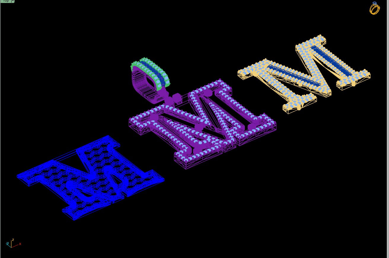 Custom Initial M Letter Diamond Pendant AtoZ Alphabet Necklace 3D print model_17