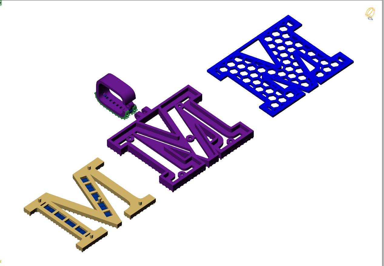 Custom Initial M Letter Diamond Pendant AtoZ Alphabet Necklace 3D print model_14