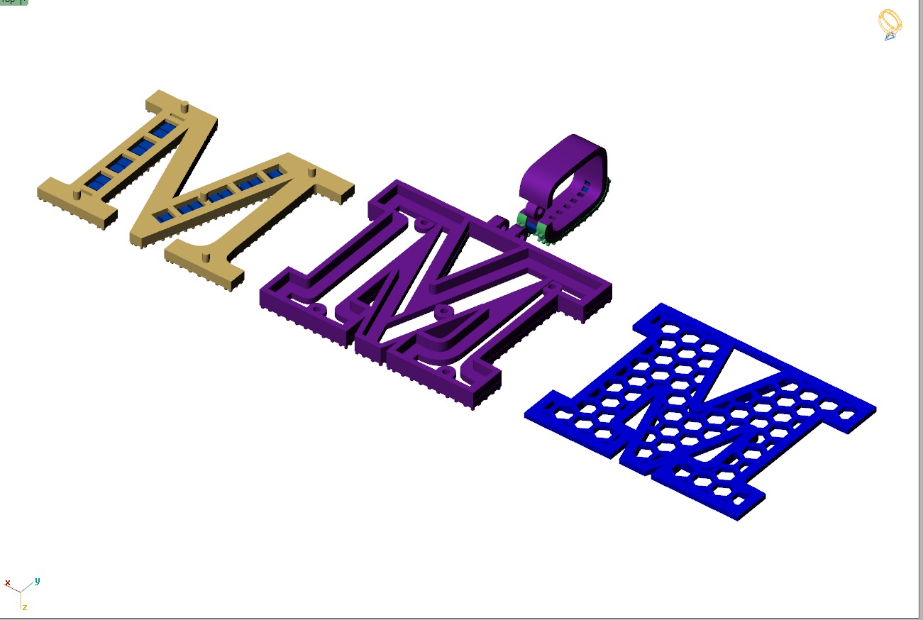 Custom Initial M Letter Diamond Pendant AtoZ Alphabet Necklace 3D print model_15