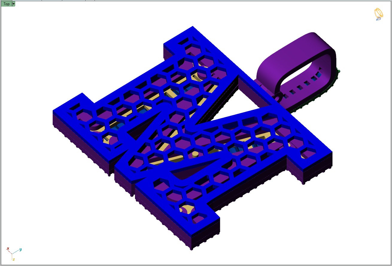 Custom Initial M Letter Diamond Pendant AtoZ Alphabet Necklace 3D print model_9