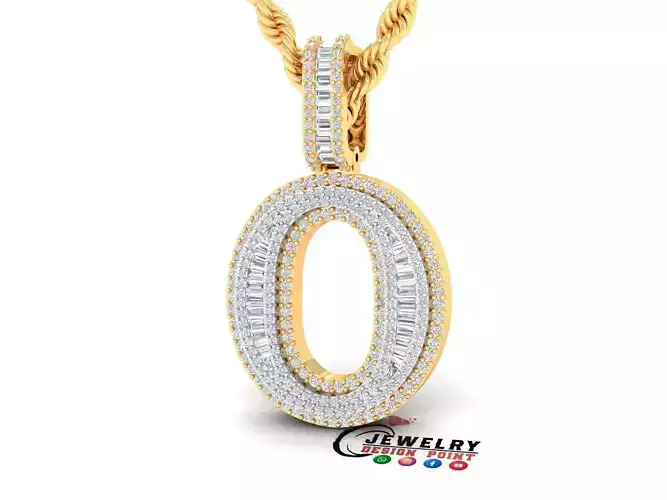 Custom Initial O Letter Diamond Pendant AtoZ Alphabet Necklace 3D print model
