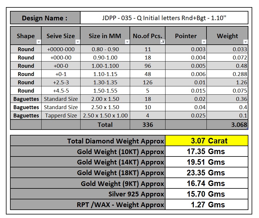 Custom Initial Q Letter Diamond Pendant AtoZ Alphabet Necklace 3D print model_14