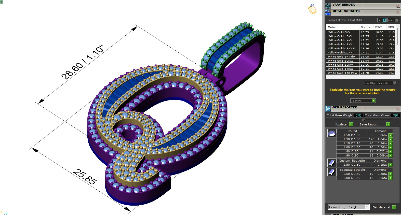 Custom Initial Q Letter Diamond Pendant AtoZ Alphabet Necklace 3D print model_6