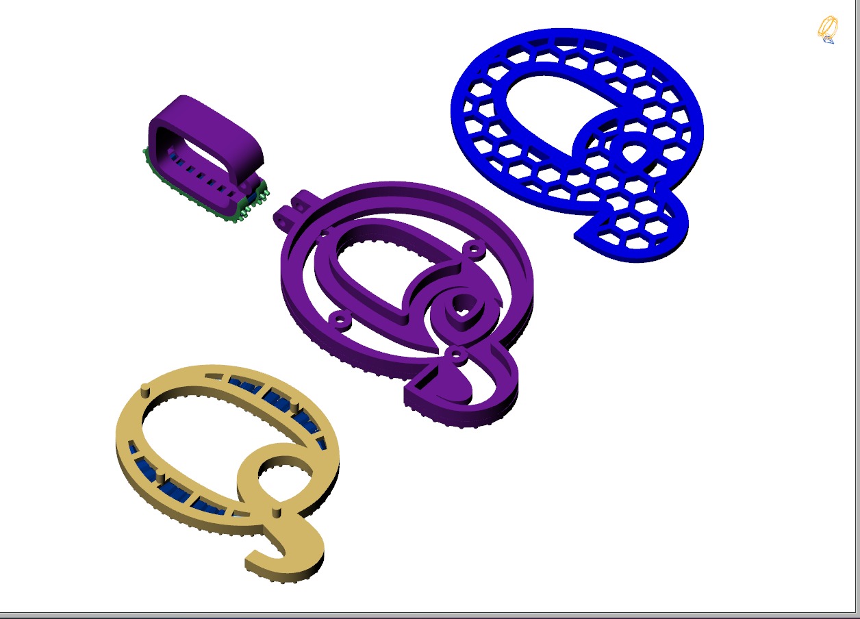 Custom Initial Q Letter Diamond Pendant AtoZ Alphabet Necklace 3D print model_17