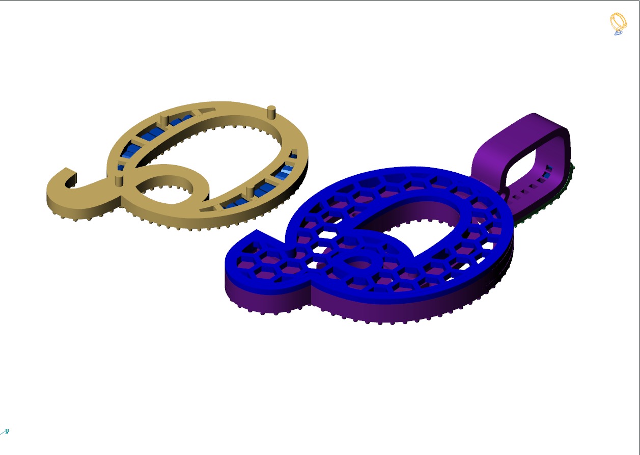 Custom Initial Q Letter Diamond Pendant AtoZ Alphabet Necklace 3D print model_11