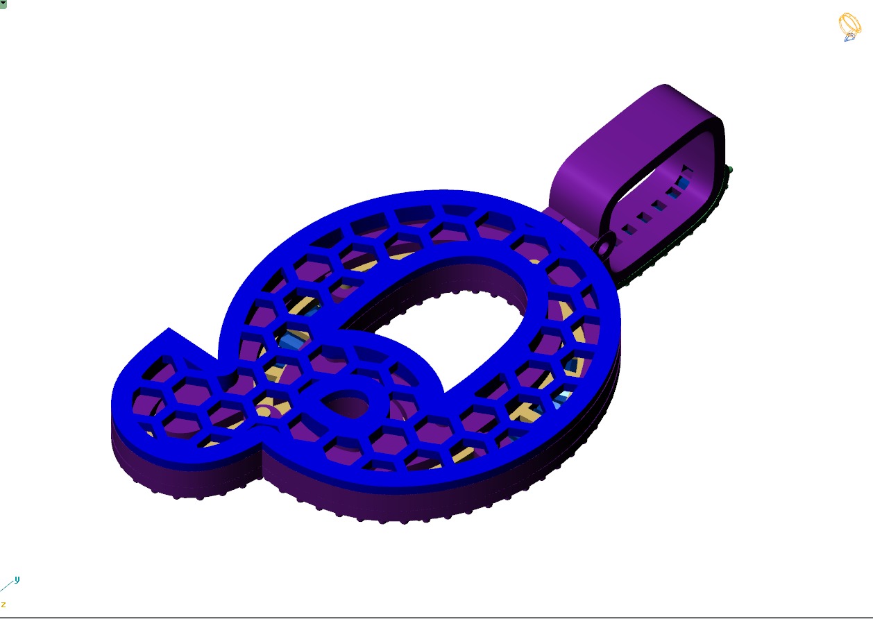 Custom Initial Q Letter Diamond Pendant AtoZ Alphabet Necklace 3D print model_9