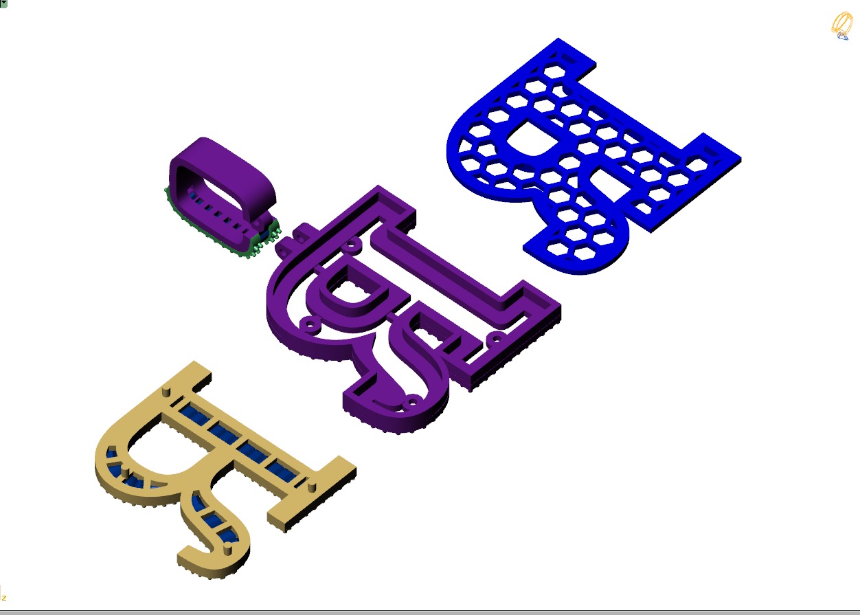 Custom Initial R Letter Diamond Pendant AtoZ Alphabet Necklace 3D print model_14