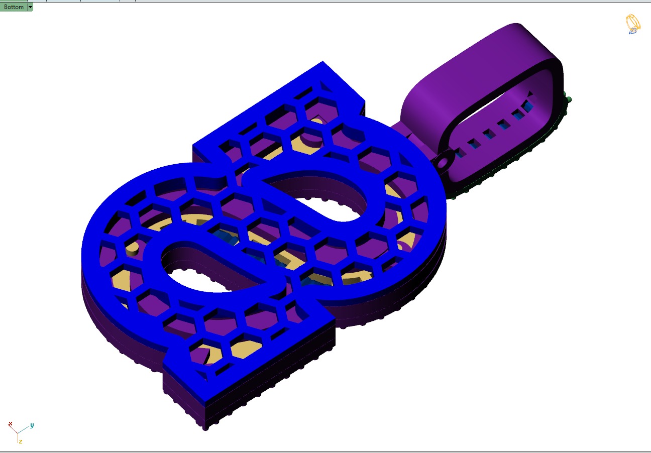 Custom Initial S Letter Diamond Pendant AtoZ Alphabet Necklace 3D print model_9