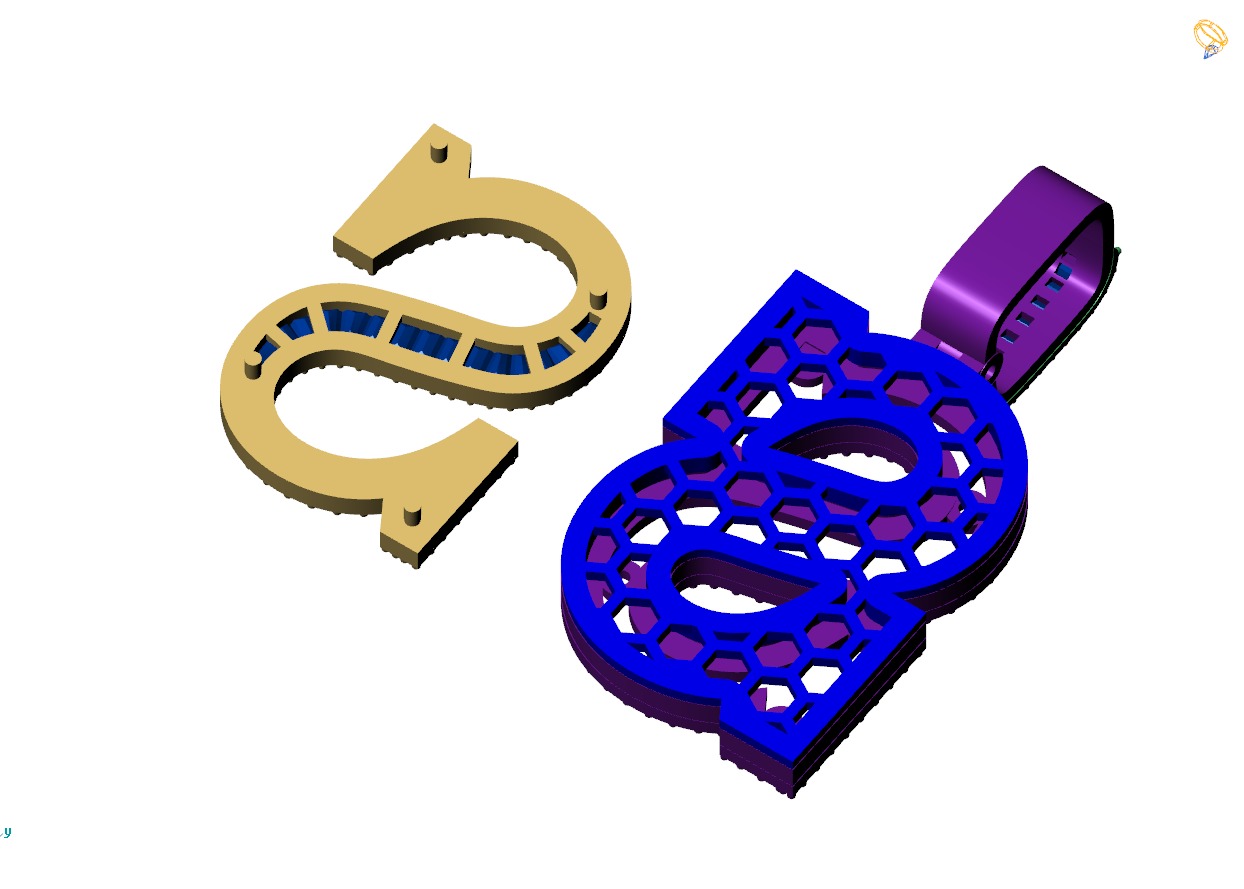 Custom Initial S Letter Diamond Pendant AtoZ Alphabet Necklace 3D print model_11